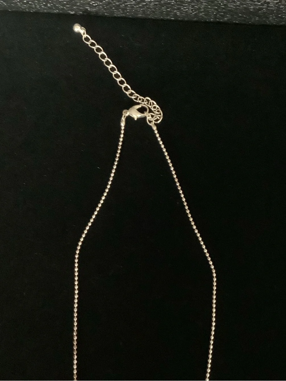 Vintage 90s Smoky Black Faceted Teardrop Pendant Necklace Lace Bow